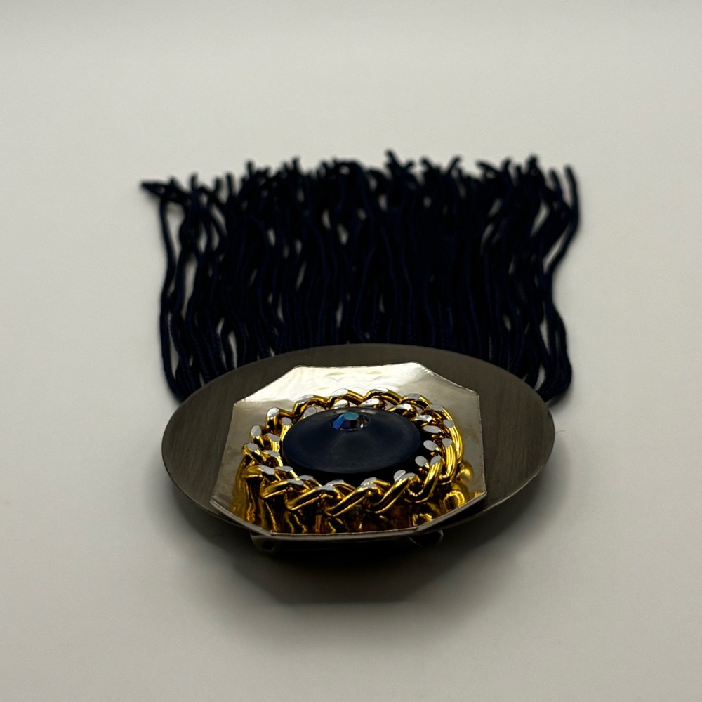 Handmade Mixed Metal Geometric Tassel Brooch – Avant Garde Statement Pin - Picture 8 of 12